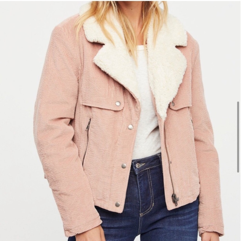 Free people Amelia corduroy sherpa Moto jacket